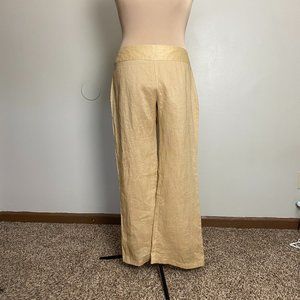 MV Linen Fully lined wide leg linen pants gold/tan size large